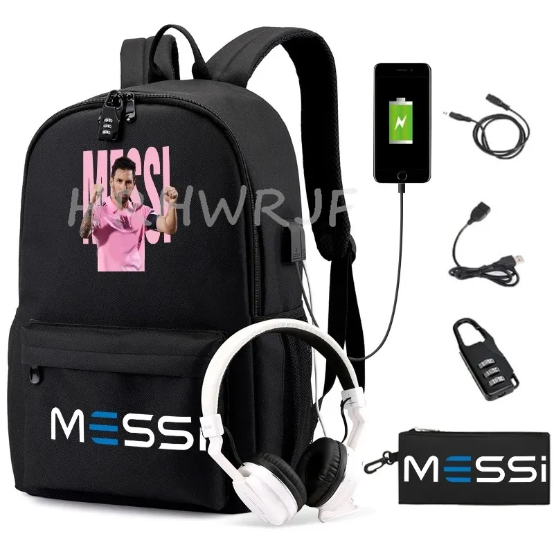 sac à dos de sport messi camouflage pour femmes et hommes, sac à dos pour ordinateur portable pour adolescents, étudiants, sac à dos orthopédique de voyage avec trousse à crayons 2 pièces