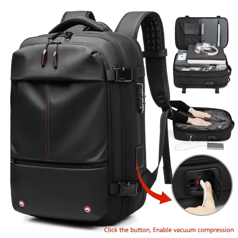 sac à dos ultra-capacitaire pour ordinateur portable, sac à dos de voyage haut de gamme pour homme, sac à dos extensible à compression sous vide