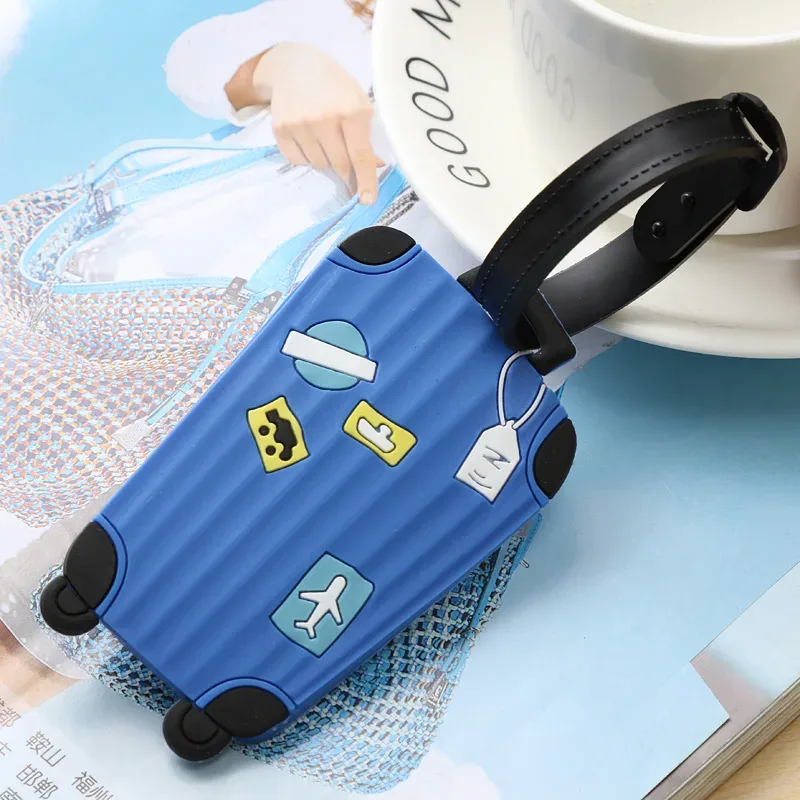 étiquettes de bagage en silicone tendance, accessoires de voyage pour sacs, étiquette de bagage portable style dessin animé pour filles et garçons, protège-cartes