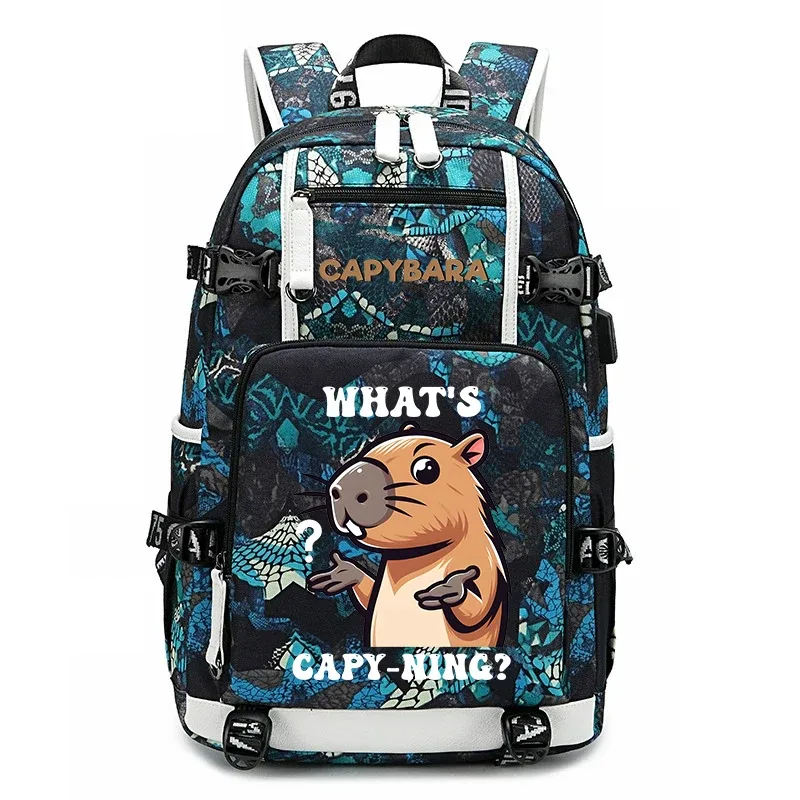 sac à dos d'étudiant à grande capacité avec imprimé de capybara, pour garçons et filles, sac de voyage décontracté, sac d'école léger et durable, utilisation quotidienne