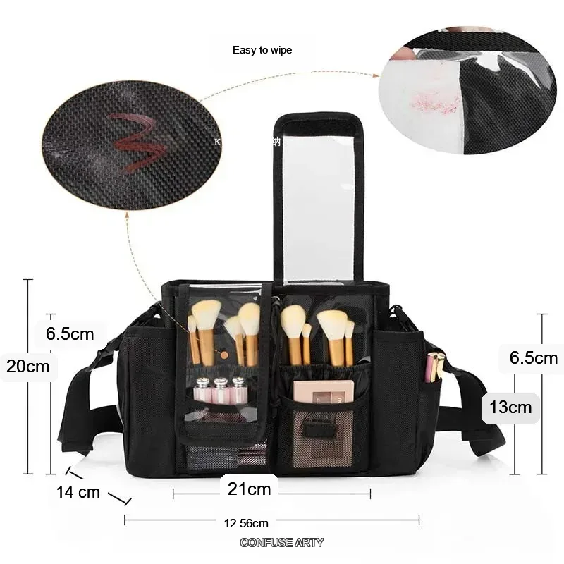 sac de taille de maquillage professionnel, organisateur cosmétique portable et étanche en cuir pu pour retarder la beauté