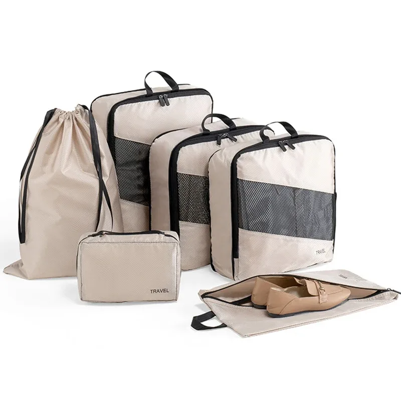lot de 6 cubes de compression étanches pour bagages de voyage – organisateurs de valises, sacs de rangement compressibles