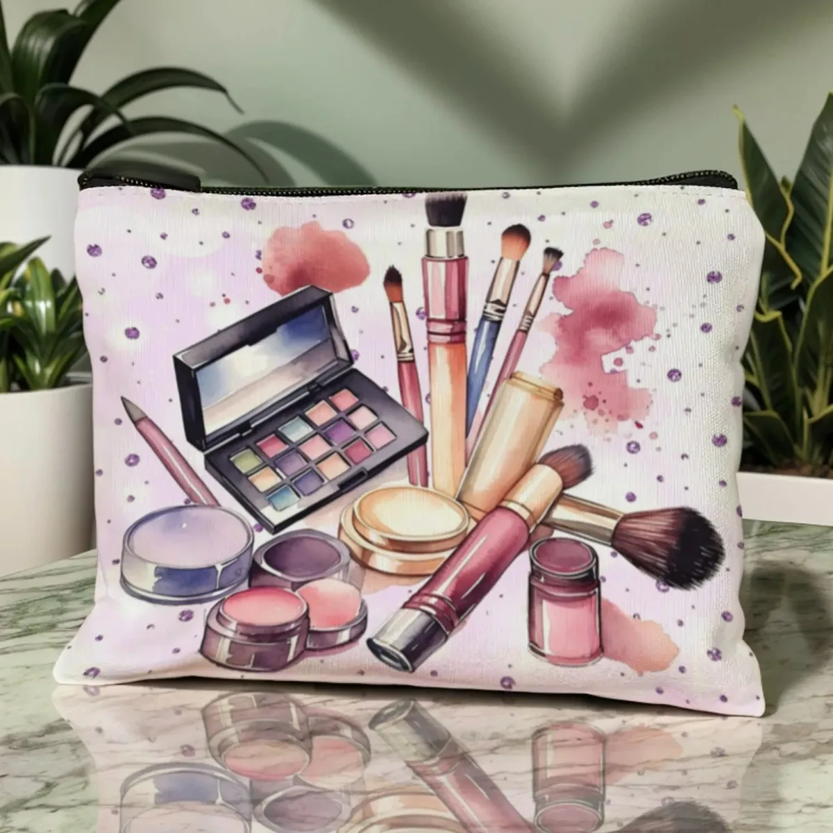 sac de maquillage de beauté exquis, portable, fermeture éclair, organisateur de maquillage de voyage, sac de rangement pour stylos, pinceaux, rouge à lèvres, anniversaire de fille