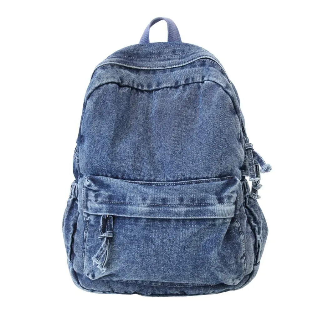 sac à dos en jean portable y2k, style streetwear, grande capacité, sac à main vintage, sac de shopping de style japonais, sac bandoulière uni pour fille