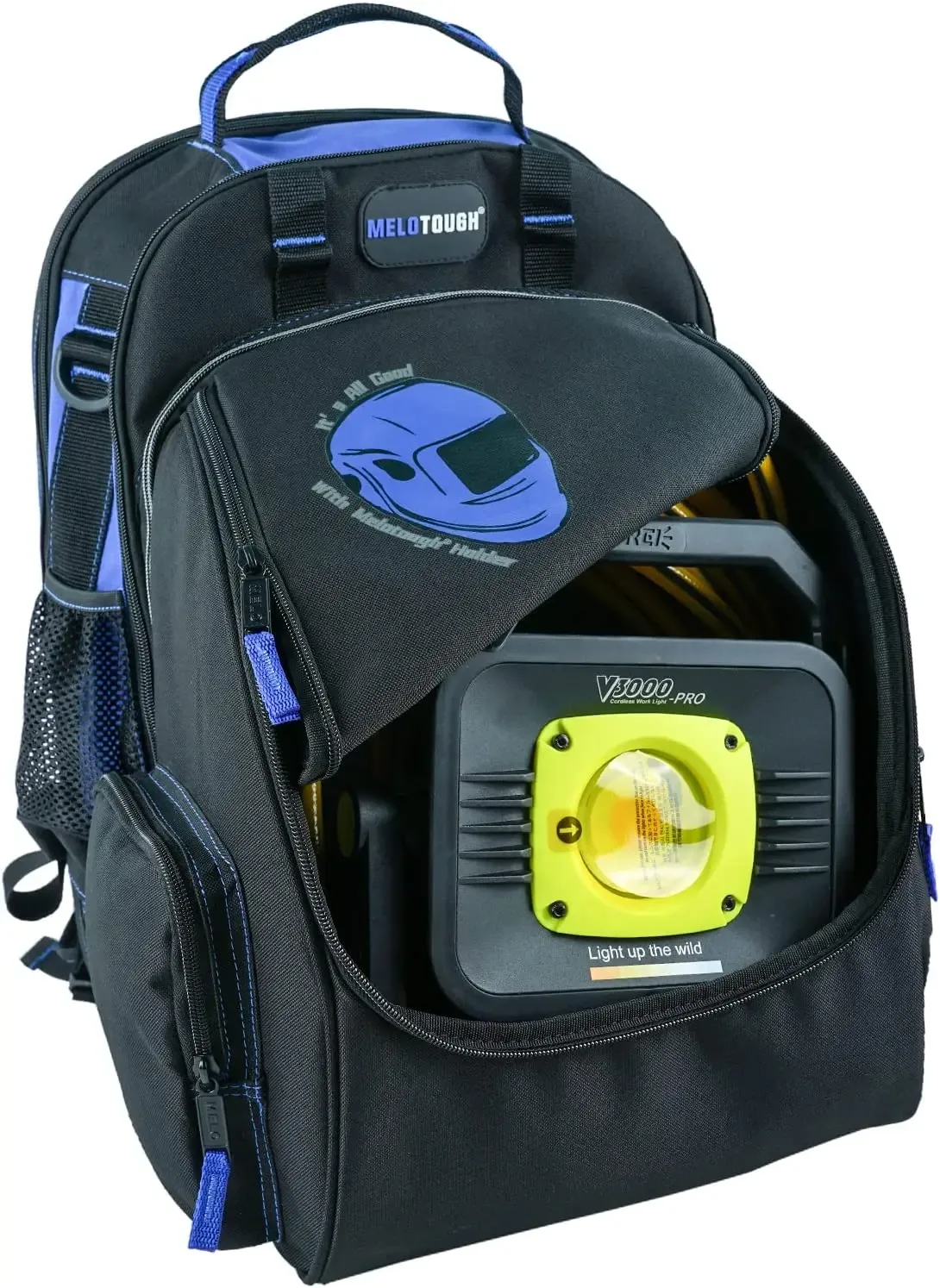 sac à outils pour électricien melotough, sac à dos pour outils de soudage avec support pour casque, sac organisateur d'outils robuste pour électricien, charpentier