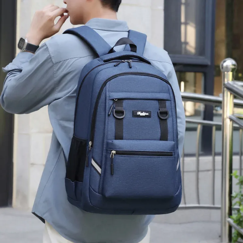 sac à dos épais de grande capacité, sac à dos de voyage en plein air, simple, couleur unie, double épaule pour lycée, nouvelle collection