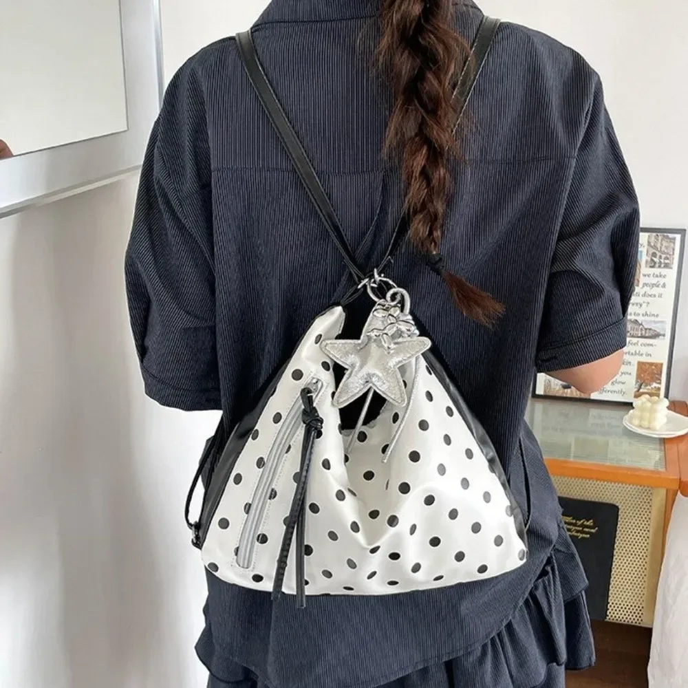 Sac à bandoulière en cuir PU à pois, sac à dos léger, sac fourre-tout, sac sous le bras, sac seau grande capacité, sac à main de voyage