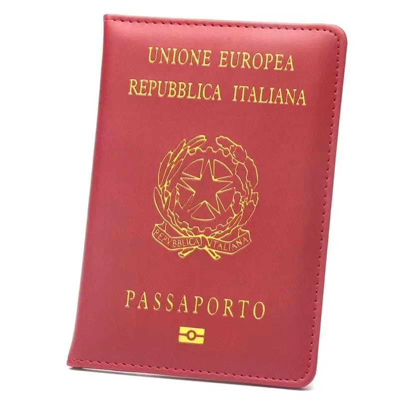 porte-passeport italien pour femme, étui en cuir pu, protecteur de passeport, couverture noire, logo italien, voyage, mode, nouveau