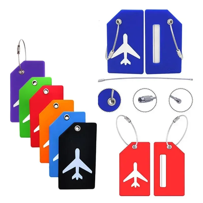 1 étiquette de bagage en silicone, couleur unie, tendance, porte-nom et adresse pour valise, accessoires de voyage