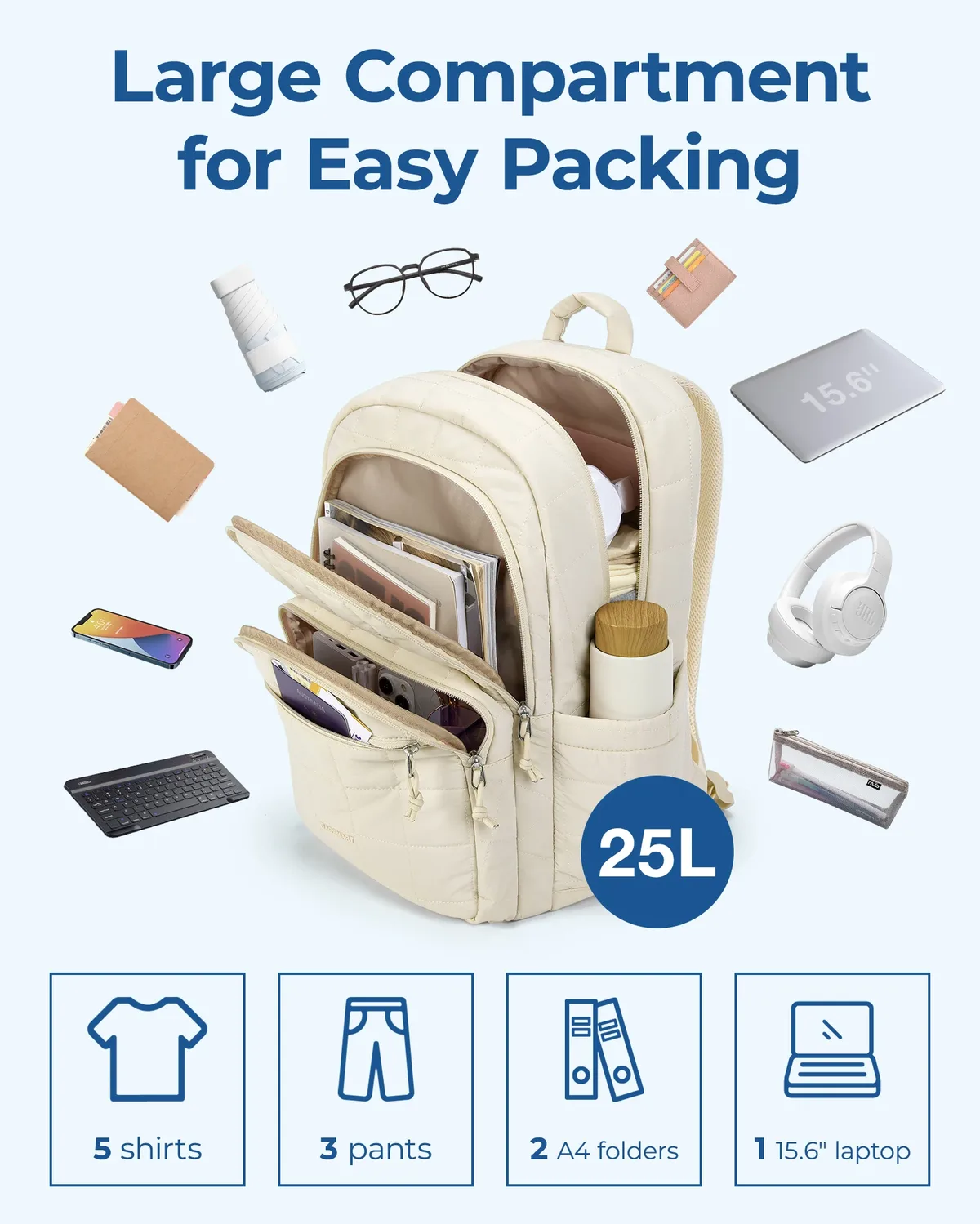 bagsmart sac à dos femme grande capacité sac à dos de voyage simple femme sacs école collège sac à dos pour ordinateur portable pour les filles