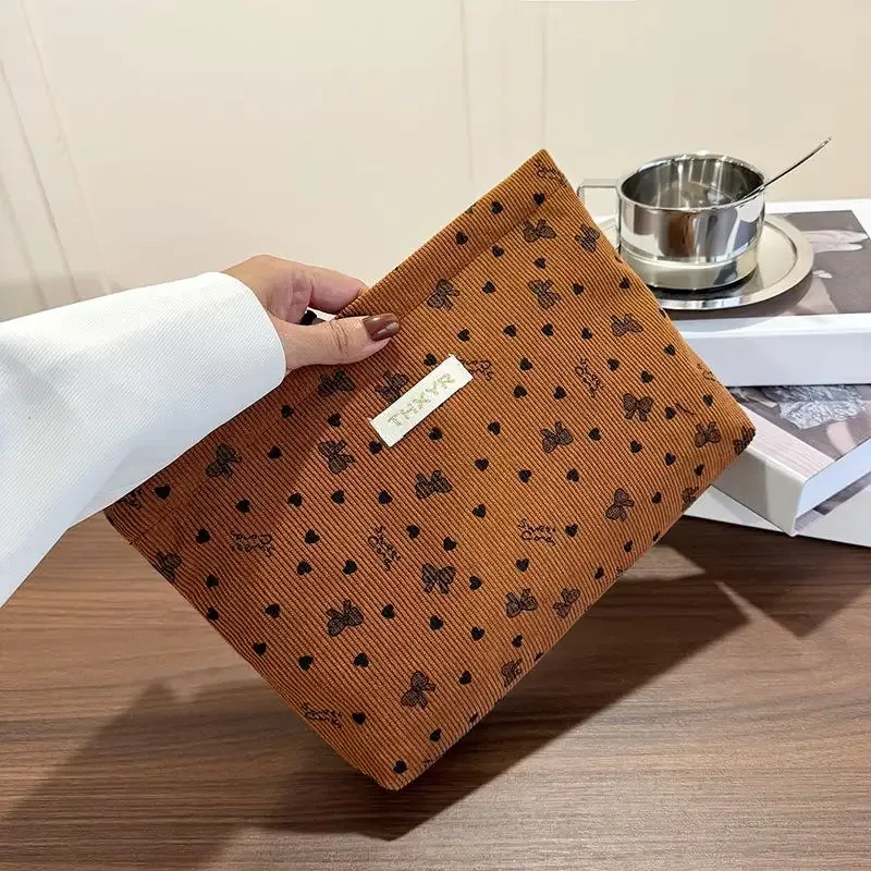 kawaii – trousse de maquillage avec nœud en velours côtelé, grande capacité, sacs à cosmétiques multifonctionnels pour femmes, étuis à main, trousse à crayons, sac de rangement