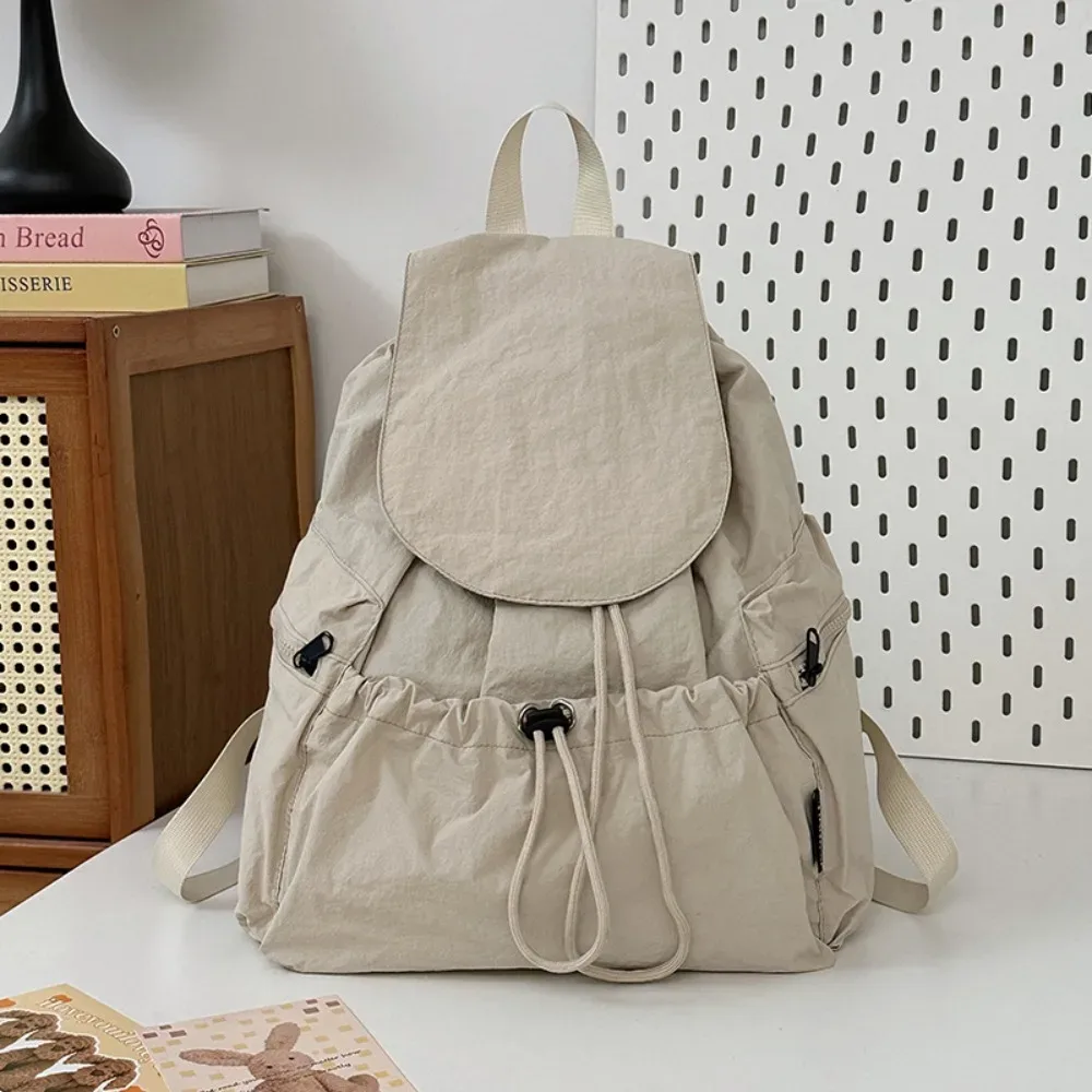sac à dos de voyage léger et tendance, style coréen, imperméable, à cordon de serrage, grande capacité, en nylon, pour étudiants et adolescents