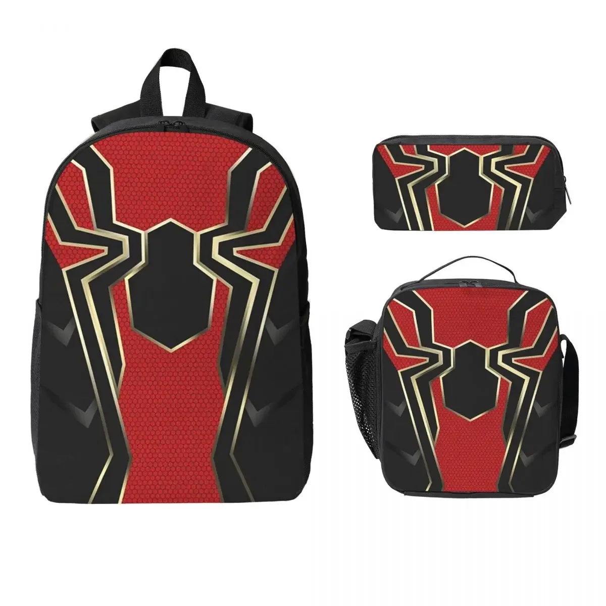 iron spider – sac à dos pour étudiants, garçons et filles, cartable d'école, sacs à bandoulière pour ordinateur, sac à déjeuner isolé 3ps, trousse à crayons
