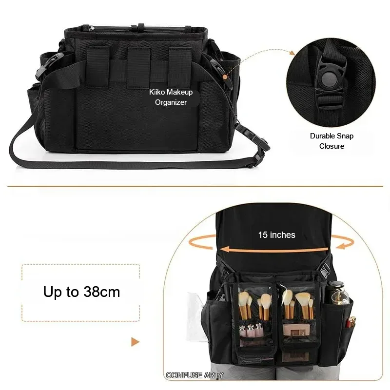 sac de taille de maquillage professionnel, organisateur cosmétique portable et étanche en cuir pu pour retarder la beauté