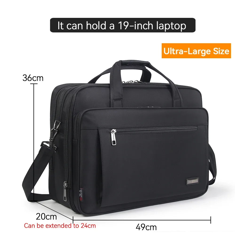mallette d'affaires de grande capacité 15.6 pouces 17 19 pouces pochette d'ordinateur sac à documents en toile imperméable pour hommes sac de bureau de travail officiel