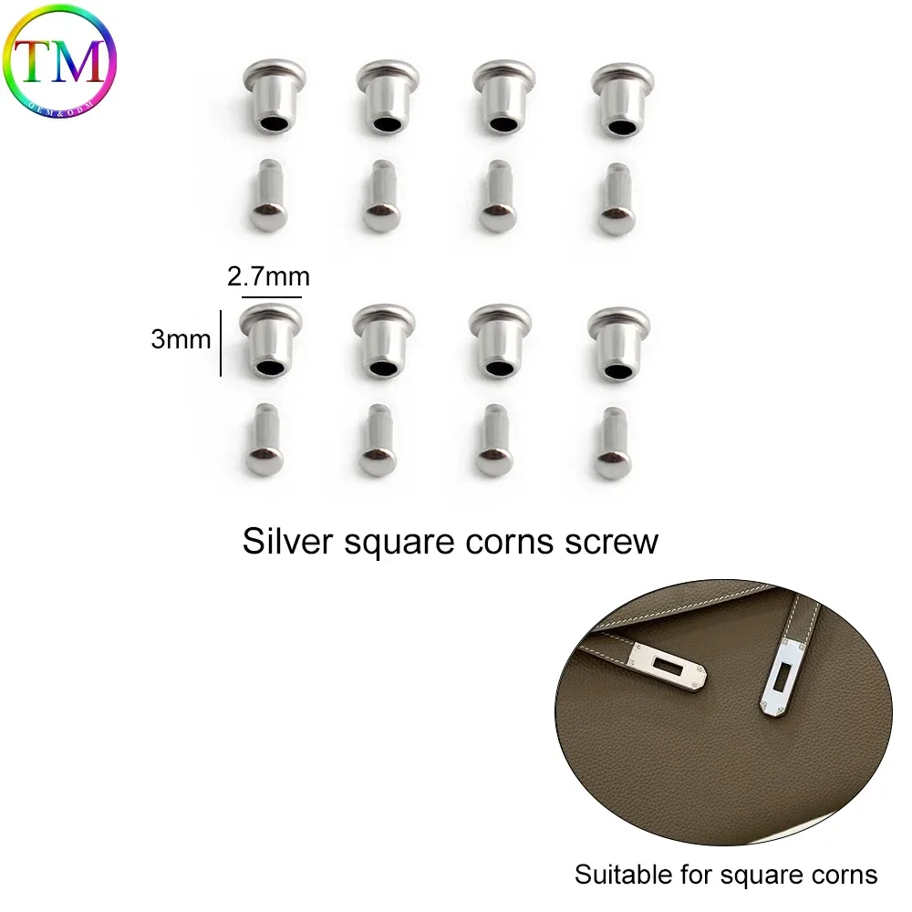 2-5-10 ensembles de vis de verrouillage de cintre d'oeillet en métal carré/rectangle argent/or pour le montage de sacs à main sacs à bandoulière kit de réparation accessoires