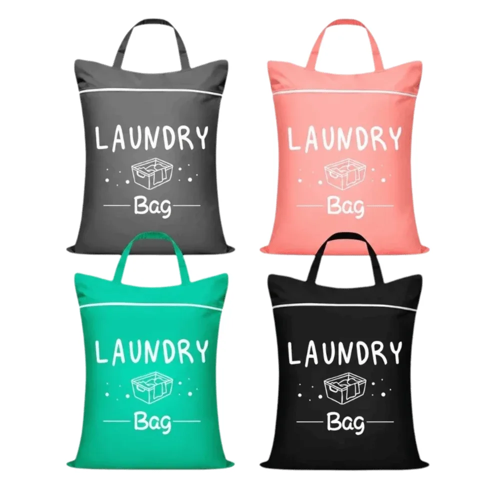 sac de rangement pour vêtements de voyage de couleur unie, imperméable, avec fermeture éclair, sac à linge de grande capacité, organisateur de vêtements en tissu oxford.