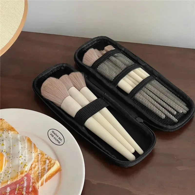 sacs de rangement cosmétiques noirs, étanches, à double fermeture éclair, étui pour pinceaux de maquillage, sac pour femmes, porte-pinceaux de voyage portable, étui pour stylos, boîte