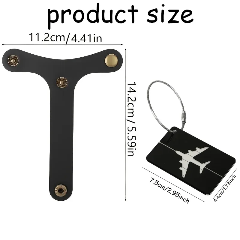 ensemble d'accessoires de voyage 2 pièces (boucle de bagage + étiquette de bagage) : peut sécuriser les sacs à main/les bagages, installation et ajustement rapides et faciles, s'adapte aux valises, libère vos mains, est un article pratique et portable pour les voyageurs d'affaires/les vacanciers.