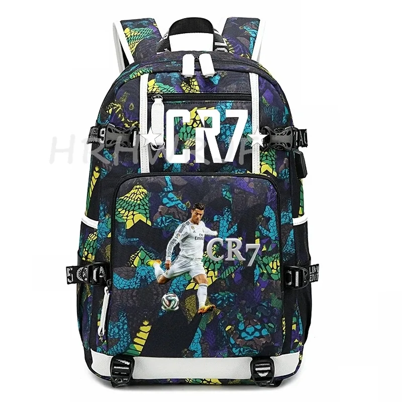sac à dos d'étudiant cr7 football star, sac à dos camouflage à double bandoulière, sac à dos décontracté pour voyage et randonnée, sac à dos pour adolescents avec capacité pour ordinateur portable, mochilas