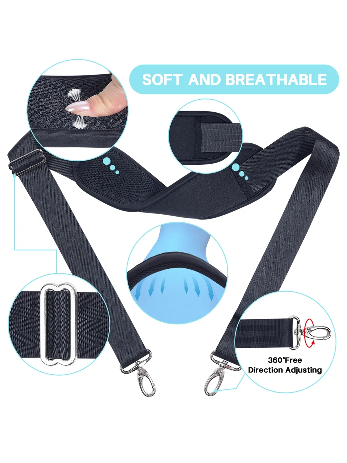 bandoulière épaulière amovible sangle de sac de remplacement universelle avec crochets en métal pour porte-documents à bagages.