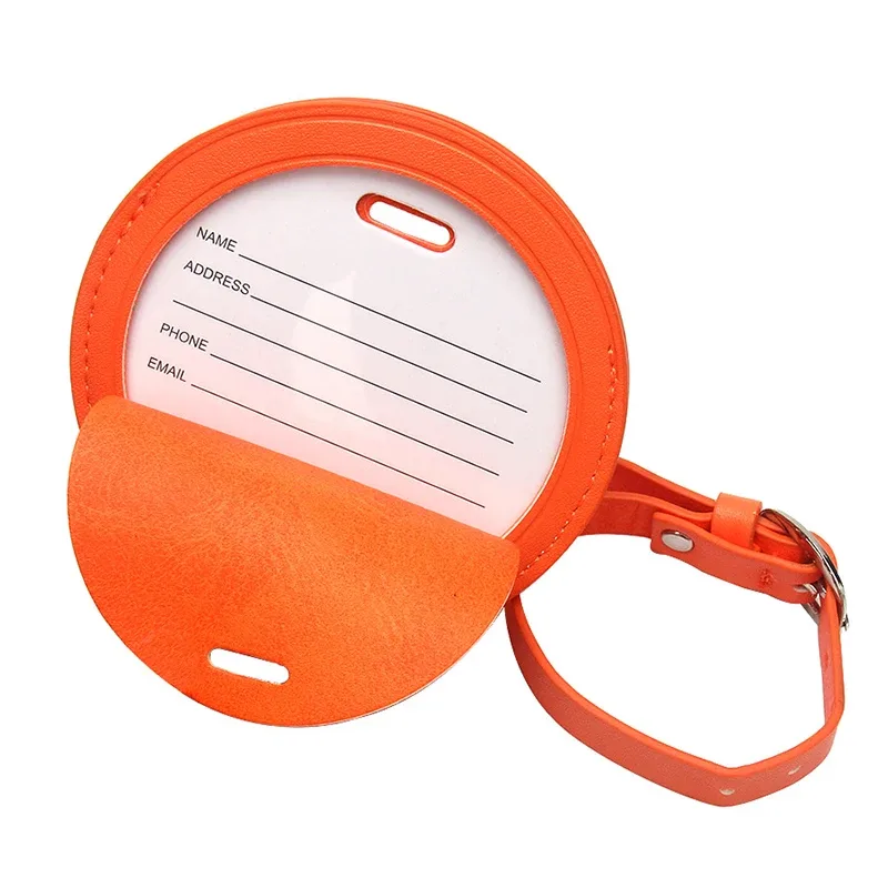 étiquette de bagage à initiales personnalisées, étiquette de bagage ronde de voyage d'affaires, étiquette de valise à rabat en cuir pu personnalisée, cadeau de mariage