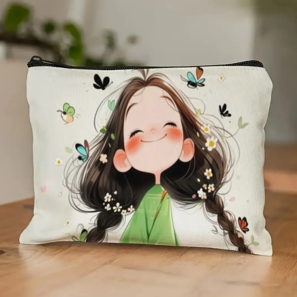 trousse de maquillage durable à fermeture éclair pour fille papillon, pochette à cosmétiques de voyage avec poches, organisateur de toilette pour femmes, noël