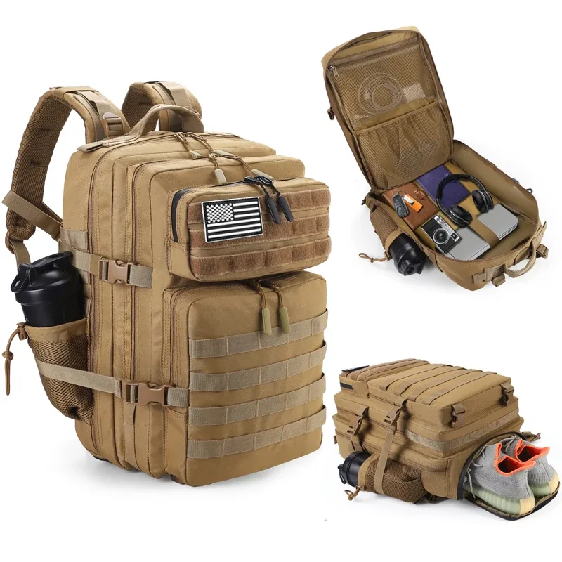 sac à dos tactique lhi 45l pour hommes, sac de sport pour athlètes, sac de voyage en plein air, randonnée, voyage d'affaires avec compartiment pour chaussures