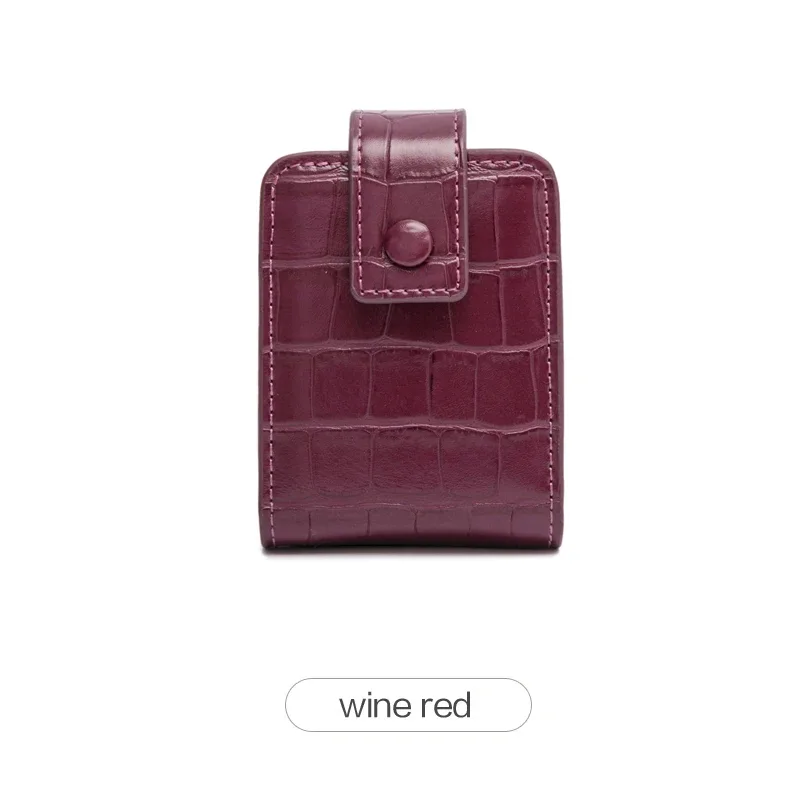 mini sac de rouge à lèvres portable avec miroir, petit sac à cosmétiques minimaliste avec bouton, mallette de rangement de maquillage pour femmes en relief crocodile