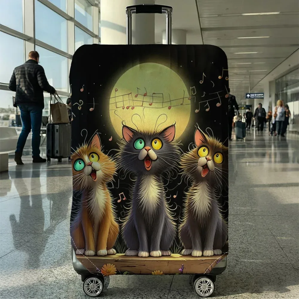 housse de protection pour bagages à motif de chat, ensemble adapté aux bagages de 18 à 32 pouces, housse de poignée de valise, accessoires de voyage
