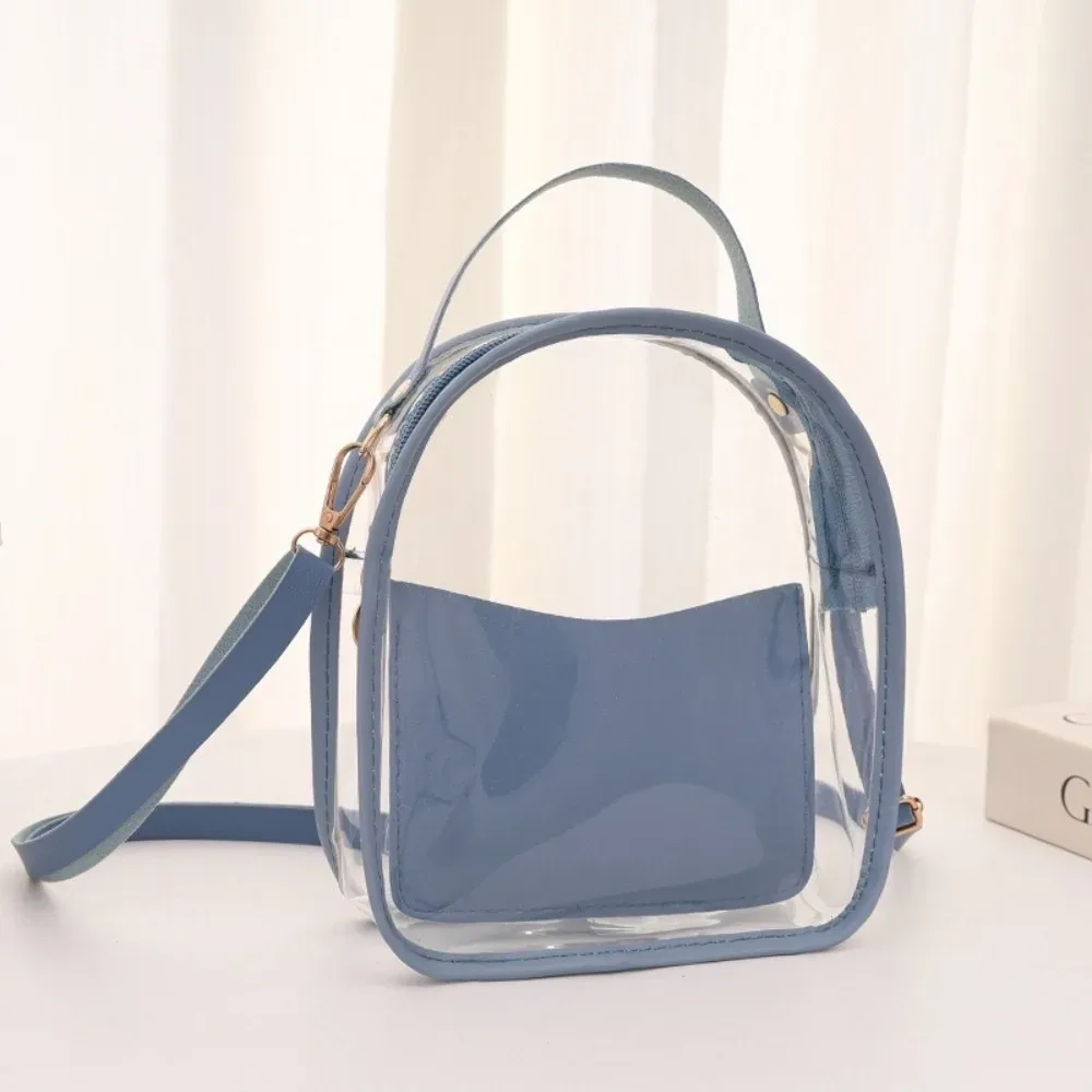 sac à dos transparent simple en pvc, sac à bandoulière imperméable transparent en gelée avec fermeture éclair et petite pochette, sac bandoulière unisexe