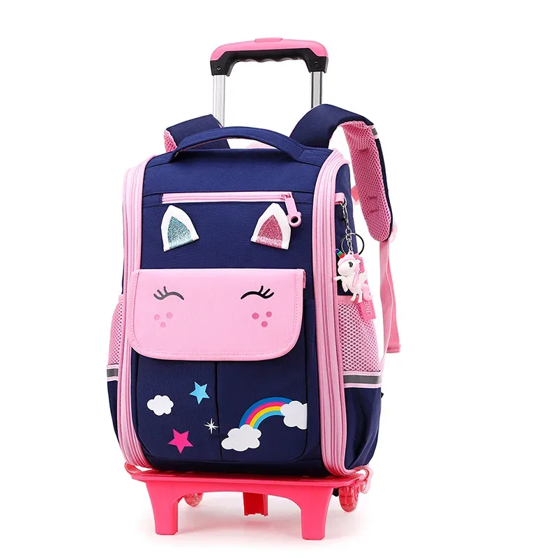 enfants chariot sac à dos roues étudiant haute capacité sacs d'école sac à dos roulant enfants chariot sac école sac à dos sac à roulettes