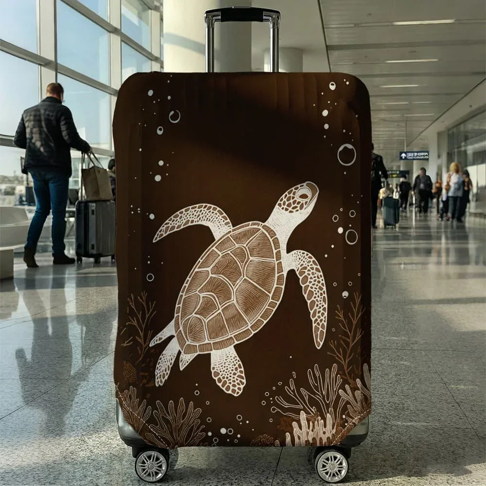 housse de bagage imprimée tortue de mer, adaptée aux bagages de 18 à 32 pouces, housse de poignée de bagage, accessoires de voyage
