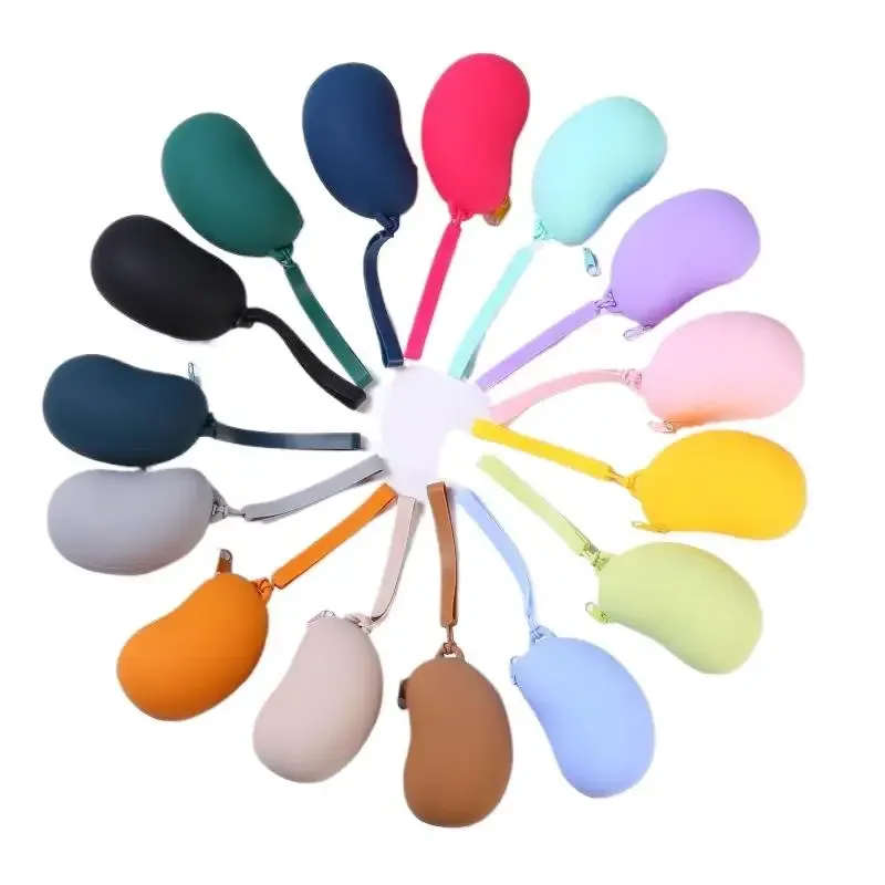 sac de rangement cosmétique en silicone bean, organisateur portable étanche pour écouteurs, câbles de données et porte-monnaie de voyage