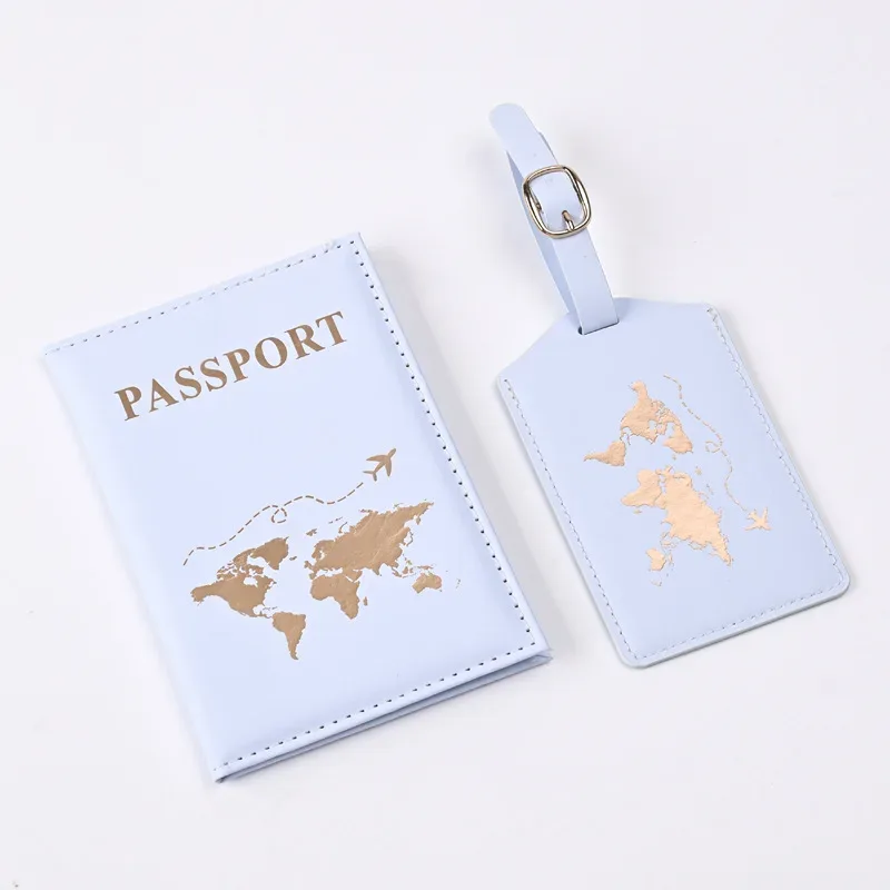 couvertures de passeport de modèle de carte d'unité centrale, ensemble d'étiquette de bagage, protecteur de passeport, étiquettes de bagage, portefeuille de passeport, clip de billet de vol, nouveau, 2024