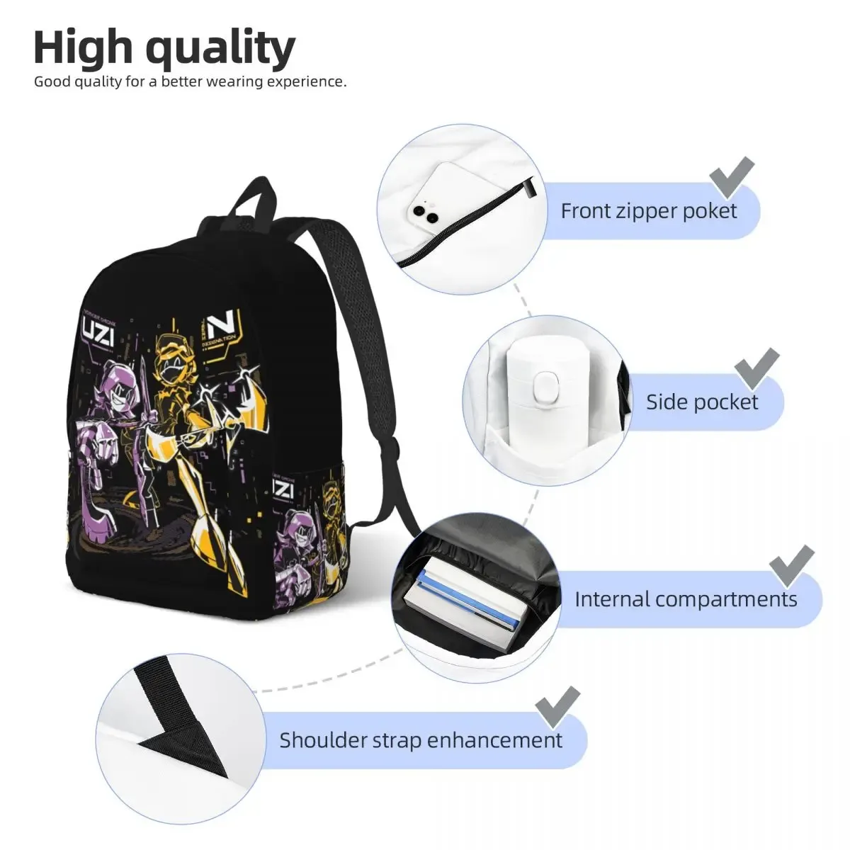 murder drones dessin animé adolescent sac à dos léger lycée randonnée voyage série tv sac à dos hommes femmes ordinateur portable toile sac