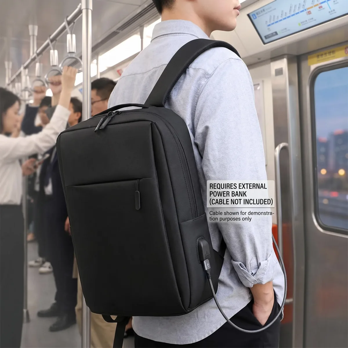 Sac à dos pour ordinateur portable de 14 pouces avec port de charge USB, résistant à l'eau, en Oxford, pour les voyages d'affaires, l'école, pour hommes et femmes, gris