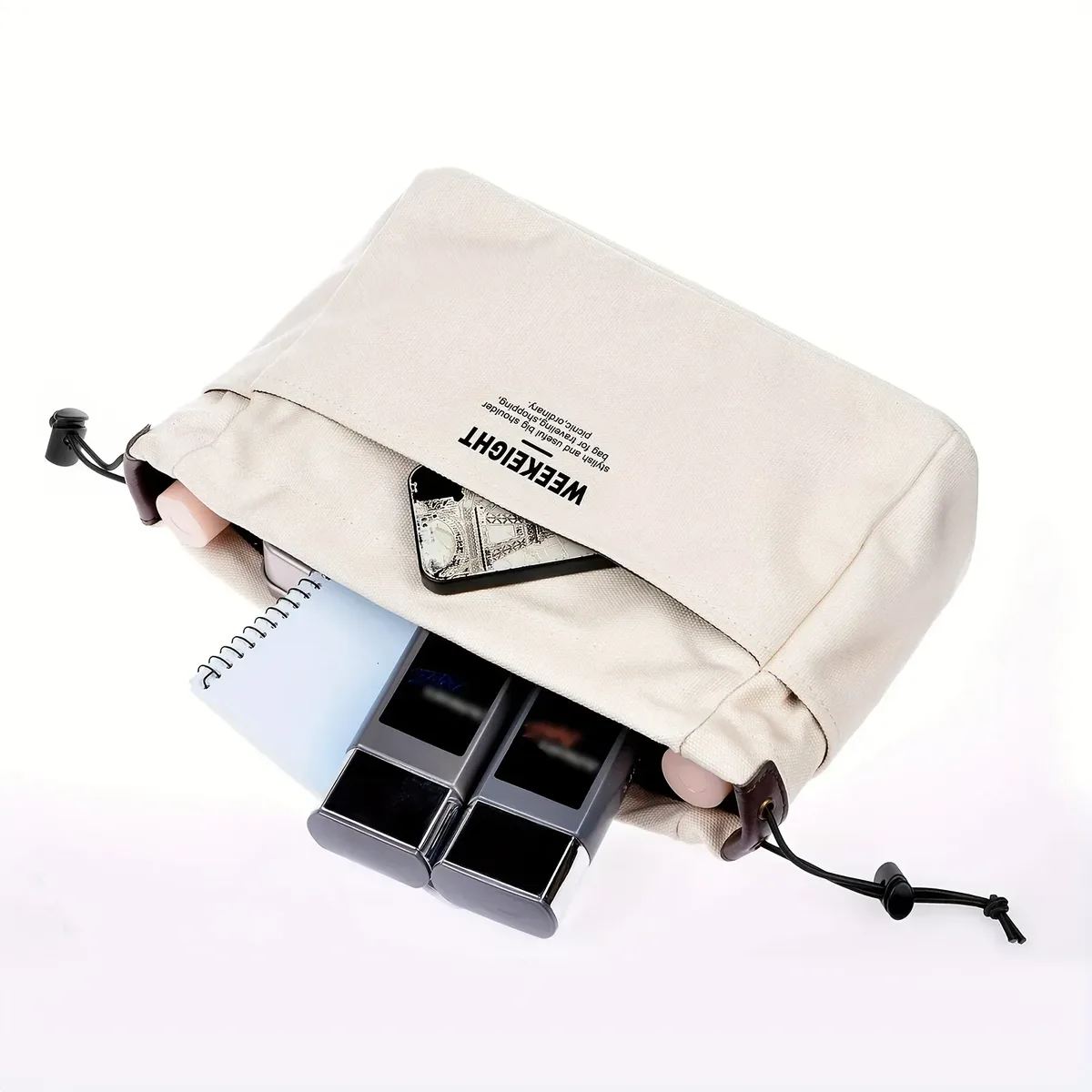 organisateurs de rangement en toile à cordon de serrage, sac à doublure multi-poches, sac de rangement de voyage léger et portable