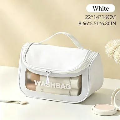 sac cosmétique transparent de grande capacité, extensible en trois dimensions, imperméable, sac de rangement pour cosmétiques en pvc portable pour les voyages