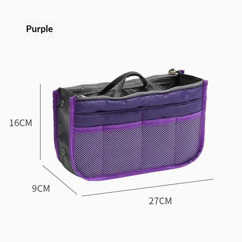 sac de rangement multifonctionnel à double fermeture éclair, grande capacité, pour l'organisation et le classement des articles de maquillage et de toilette.