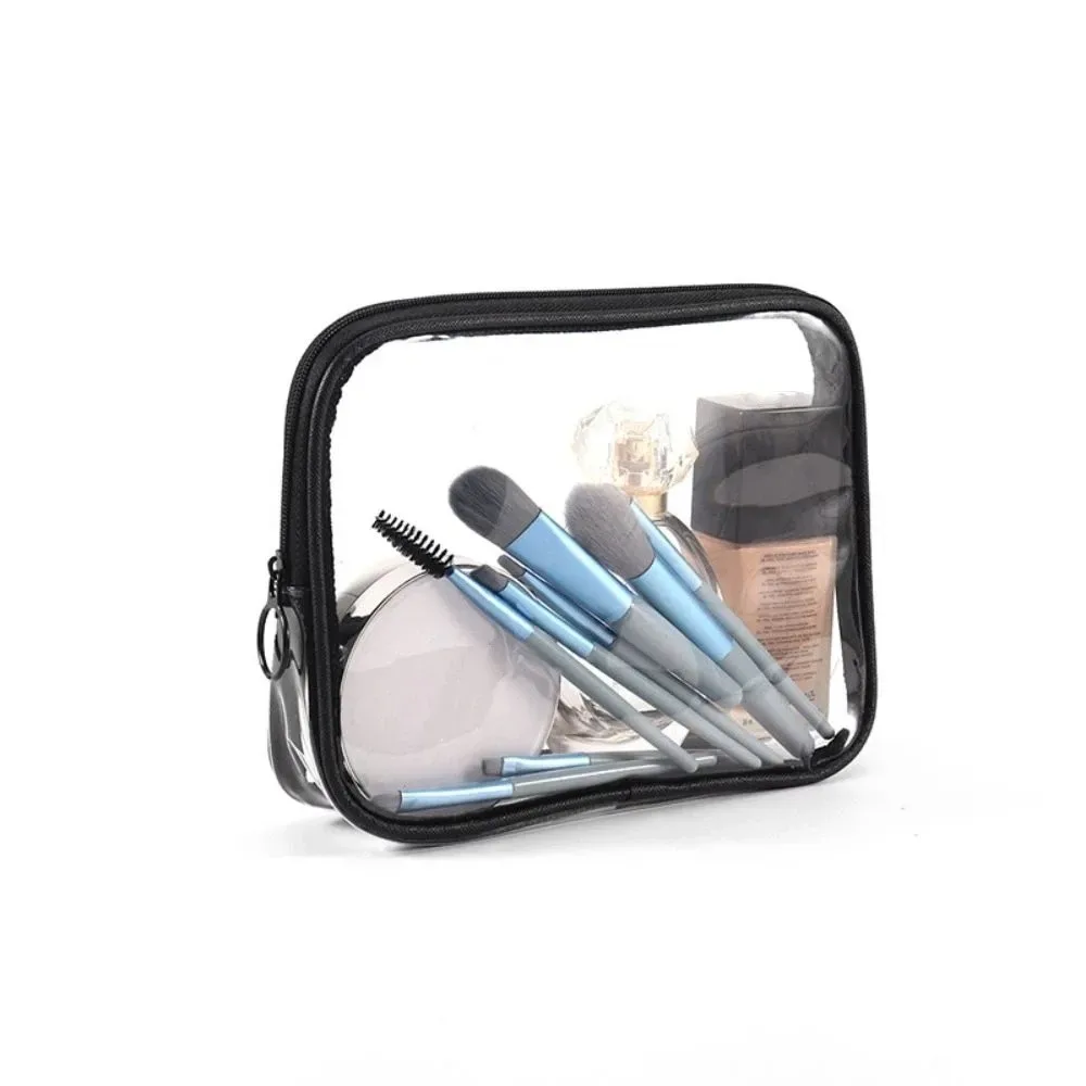 trousse de toilette décontractée et simple pour femme, sac de voyage à fermeture éclair, sac de rangement pour salle de bain, trousse de maquillage transparente.