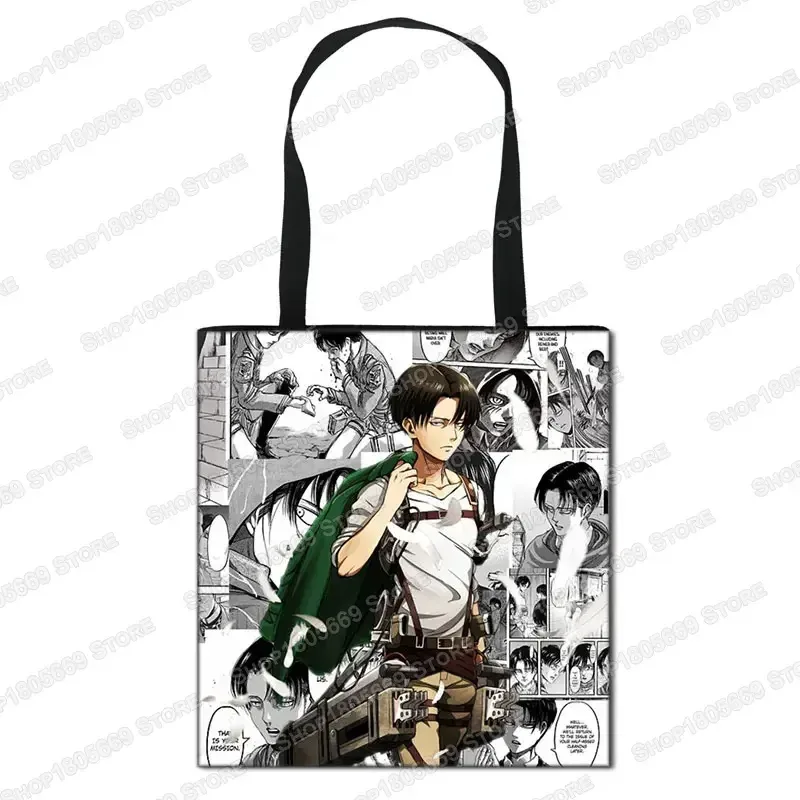 sac de shopping anime attaque sur titan pour femmes, sac à bandoulière pour voyage levi mikasa eren, sac à main pour filles, fourre-tout de rangement