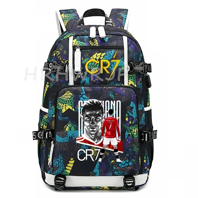 sac à dos usb cr7 pour superstars du football, sac de voyage pour ordinateur portable, sacs d'école noirs pour hommes, sacs d'école pour étudiants, mochilas, cadeau