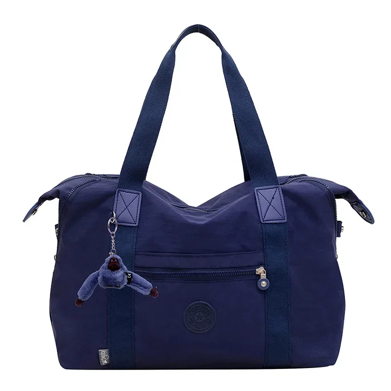 sac de voyage grande capacité en toile lavée, léger, pour courts séjours, sac de sport, avec pendentif singe, sac à bagages unisexe style urbain