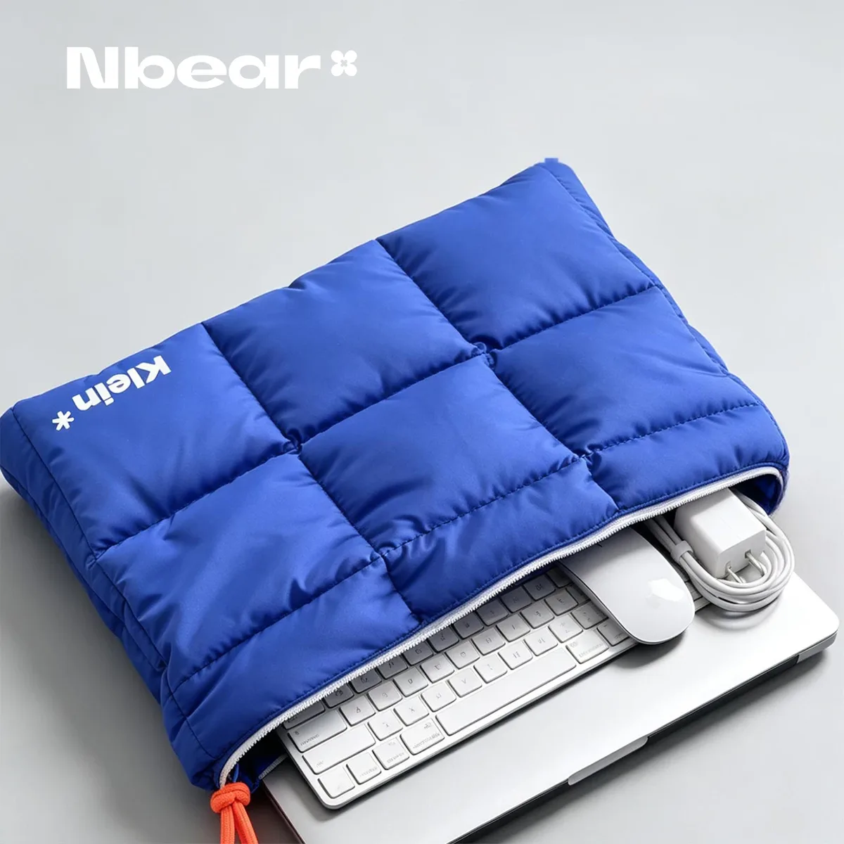 sac d'ordinateur portable en mousse bleu klein mignon original nbear, rangement portable pour 11,14,16 pouces