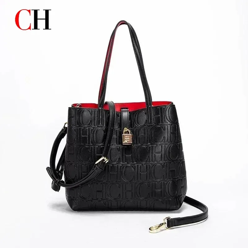 Sac à main CH de haute qualité, imprimé lettres, grande capacité, couleur unie, aspect haut de gamme, polyvalent, sac à bandoulière pour femme