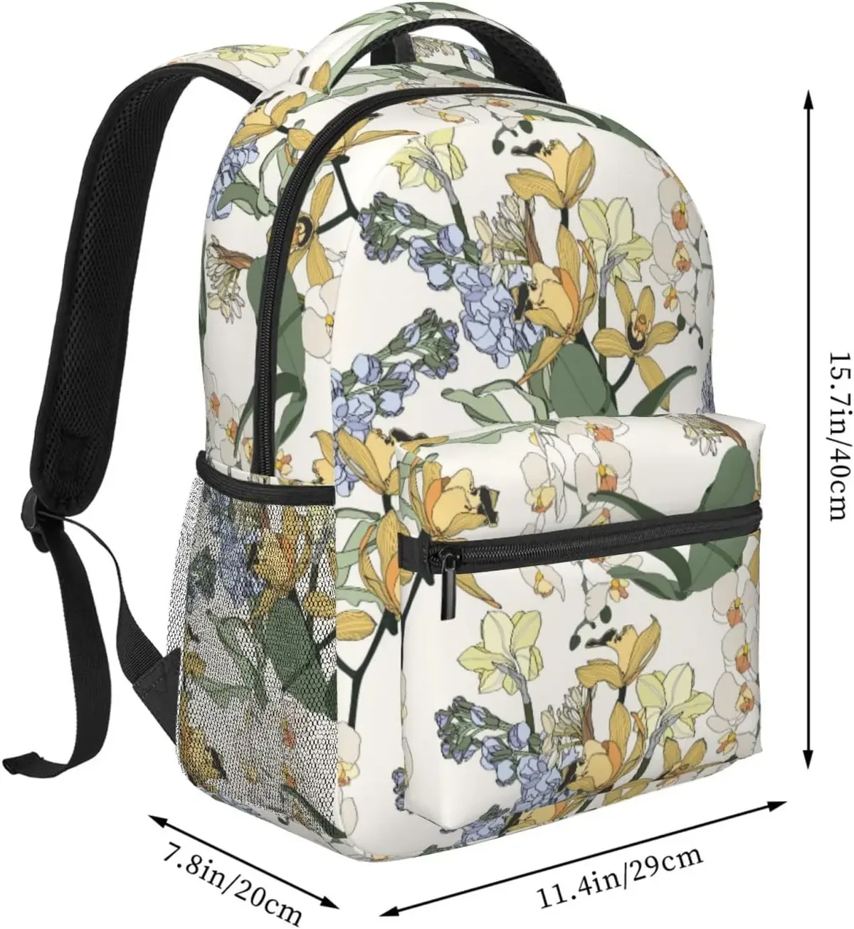 Sac à dos orchidées tropicales vintage pour hommes et femmes, sac à dos pour ordinateur portable, sac à livres universitaire, sac de jour décontracté, sac de voyage léger, fleurs
