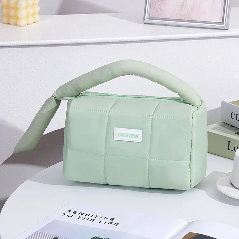 sac de maquillage de style sac à main carré de grande capacité à la mode, sac de voyage pour cosmétiques, sac de toilette imperméable en polyester pour femmes