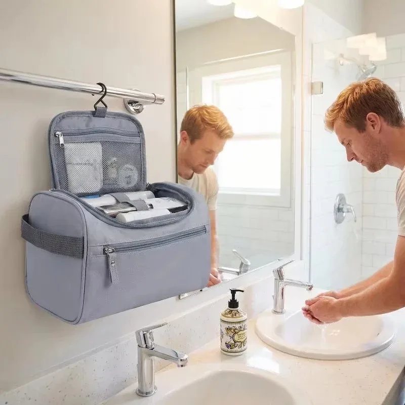 sac de rangement de toilette multifonctionnel pour voyage, sac de toilette portable pour homme avec crochet, grande capacité, organiseur pour voyage