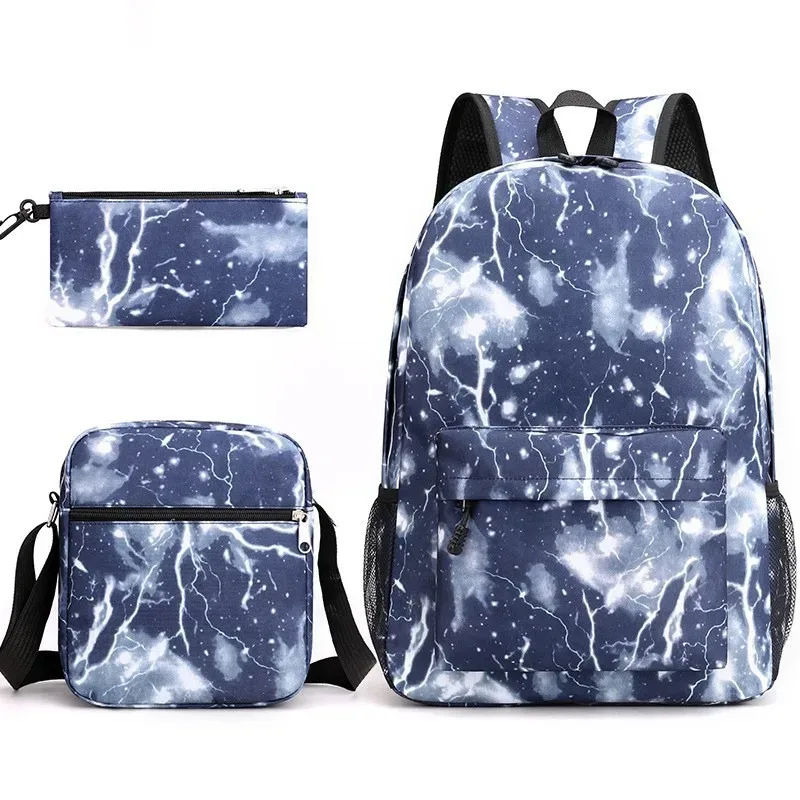 ensemble de 3 sacs à dos noirs, sacs d'école, trousse à crayons, sacs à bandoulière, sacs à dos pour garçons et filles, ensembles de sacs d'école légers, cadeau pour adolescents